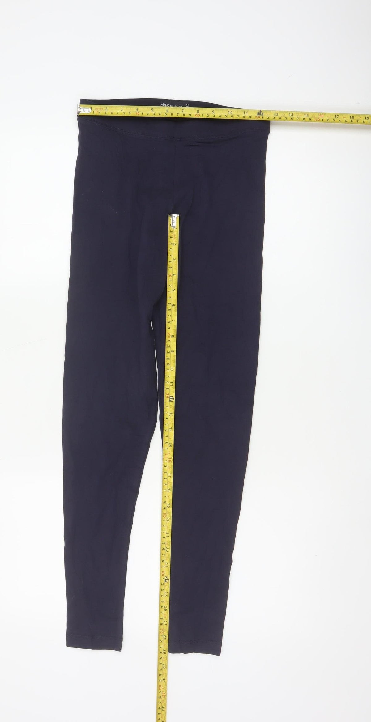 M&S Collection Women’s Blue Size 8 Cotton Stretch Jersey Leggings