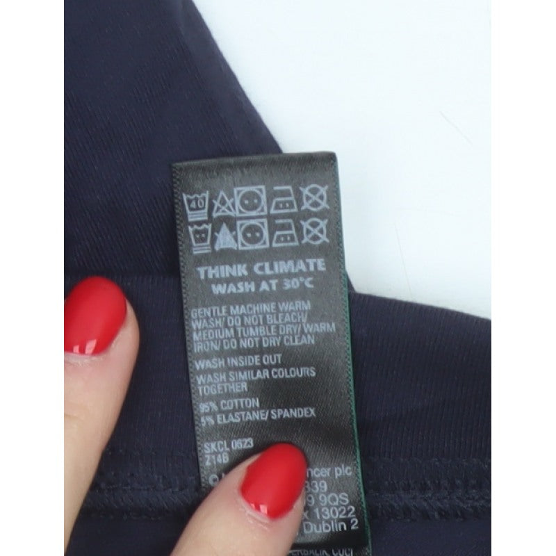 M&S Collection Women’s Blue Size 8 Cotton Stretch Jersey Leggings
