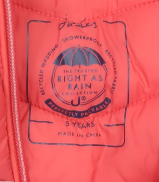 Joules Girls Multicoloured 5 Years Quilted Padded Showerproof Gilet