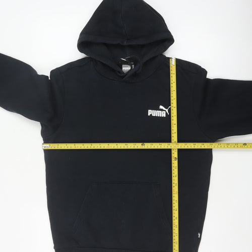 Puma Men’s Black S Pullover Hoodie Logo Fleece Kangaroo Pocket