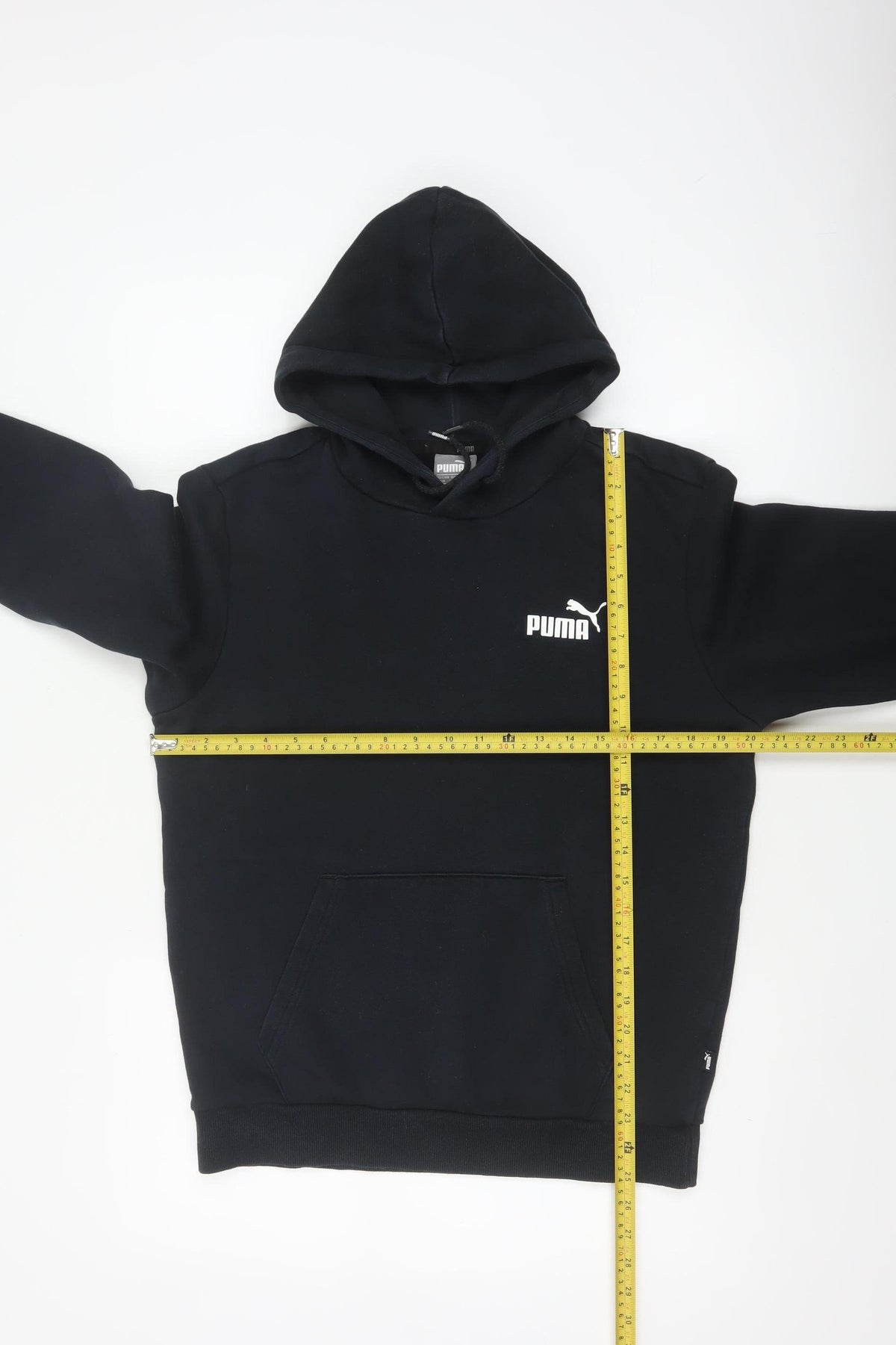 Puma Men’s Black S Pullover Hoodie Logo Fleece Kangaroo Pocket