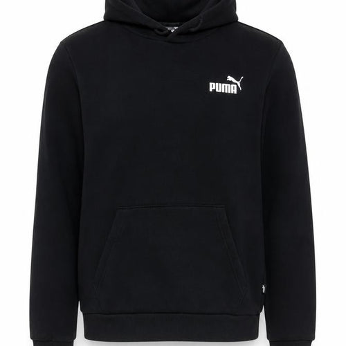 Puma Men’s Black S Pullover Hoodie Logo Fleece Kangaroo Pocket