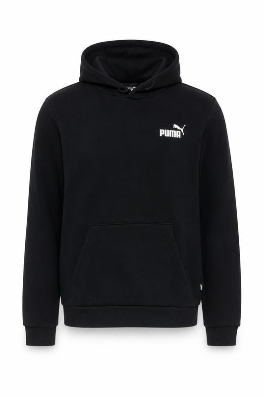 Puma Men’s Black S Pullover Hoodie Logo Fleece Kangaroo Pocket
