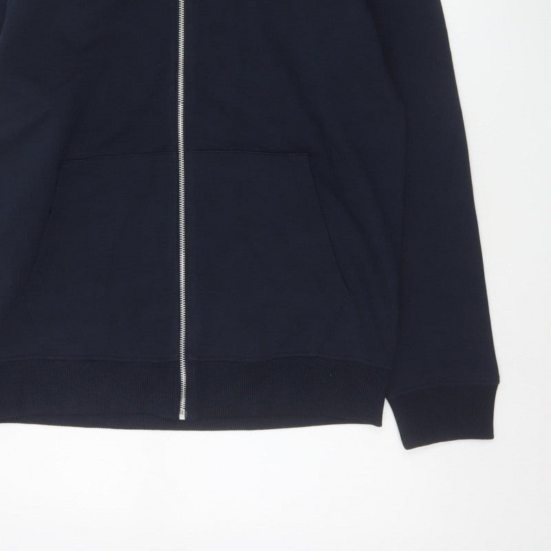 Marks and Spencer Men Blue S Relaxed Fit Full Zip Hoodie