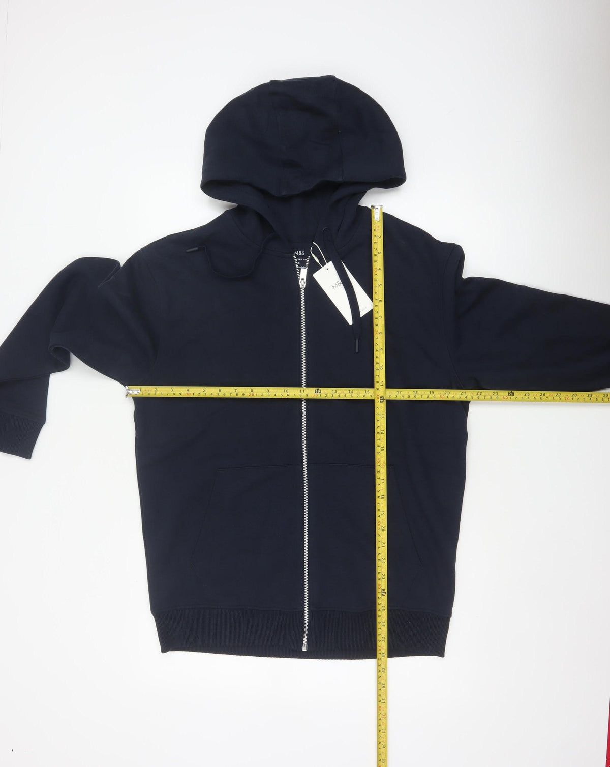 Marks and Spencer Men Blue S Relaxed Fit Full Zip Hoodie