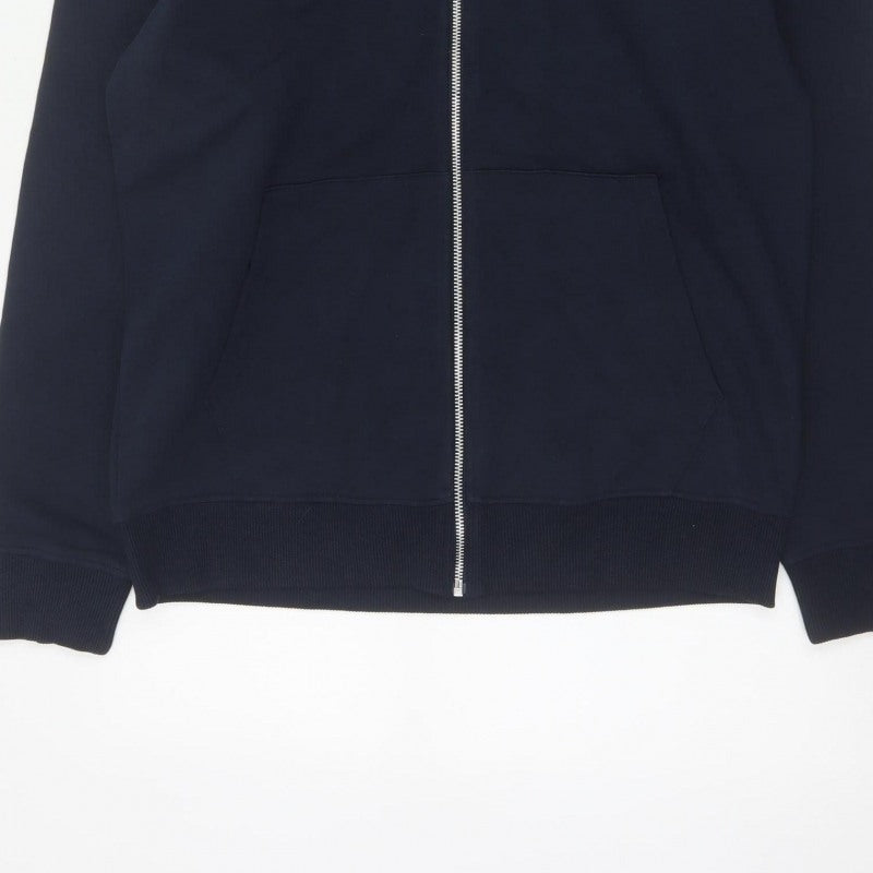 Marks and Spencer Men Blue S Relaxed Fit Full Zip Hoodie