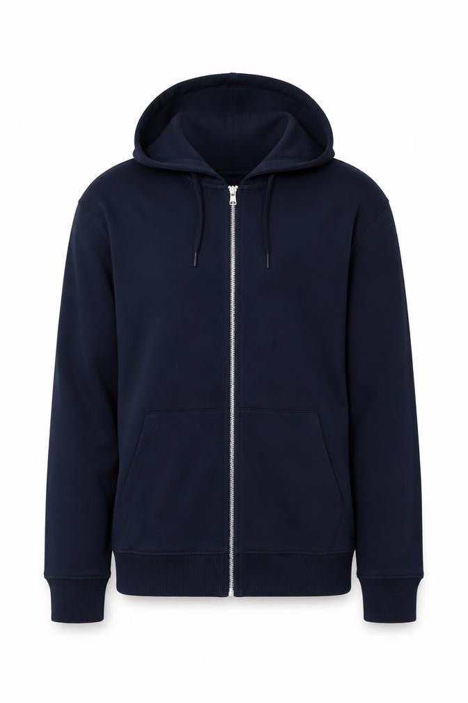 Marks and Spencer Men Blue S Relaxed Fit Full Zip Hoodie