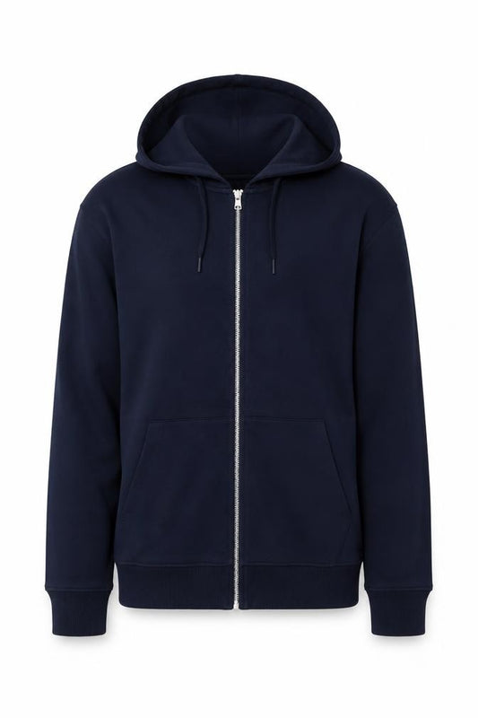 Marks and Spencer Men Blue S Relaxed Fit Full Zip Hoodie