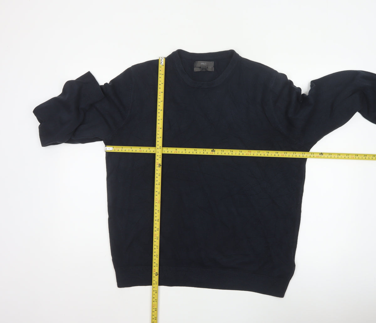 Close-up detail of Marks and Spencer Men Blue L Cashmilon Crew Neck jumper