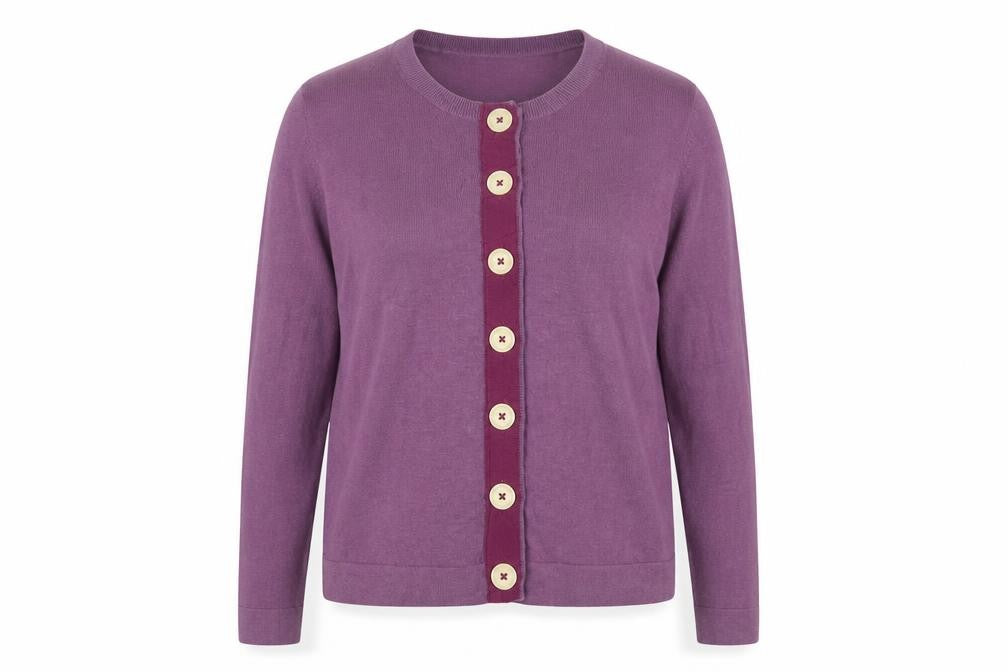 Brower Women’s Purple Cotton Blend Button Cardigan Size S Vintage