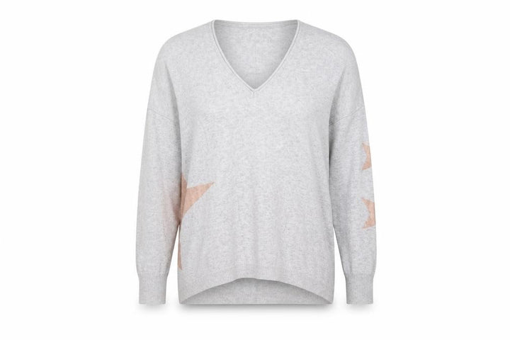 Mint Velvet Women’s Grey Star V-Neck Knit Jumper Size 10