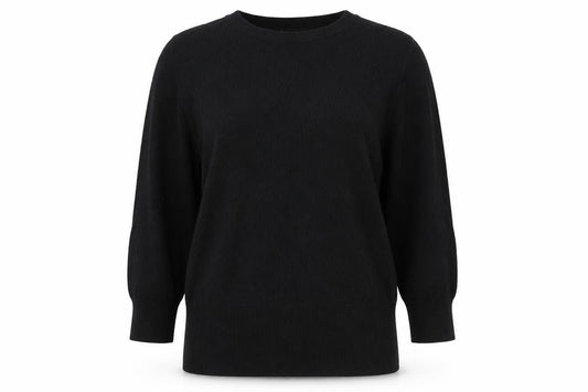 Oasis Women Black S Cable-Knit Crew Neck Balloon Sleeve Jumper
