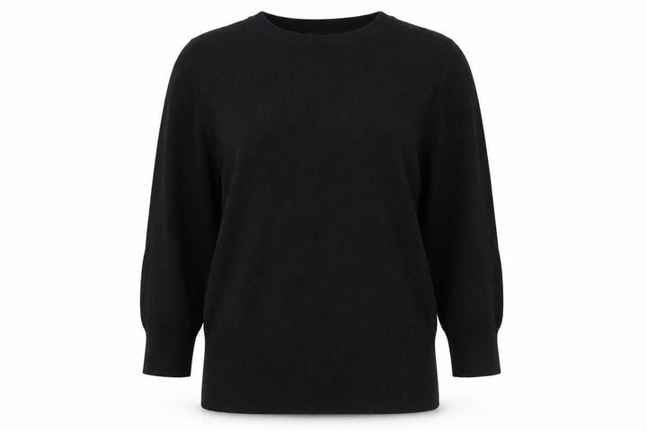 Oasis Women Black S Cable-Knit Crew Neck Balloon Sleeve Jumper