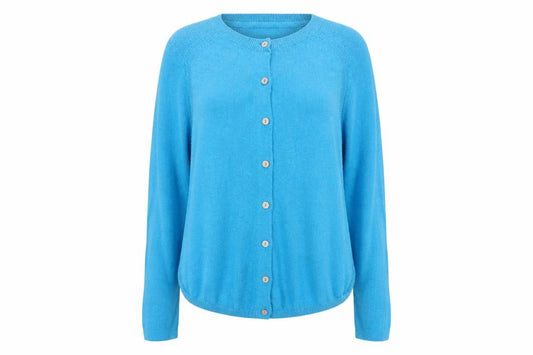 White Stuff Women Blue UK 14 Linen Blend Button Cardigan Long Sleeve