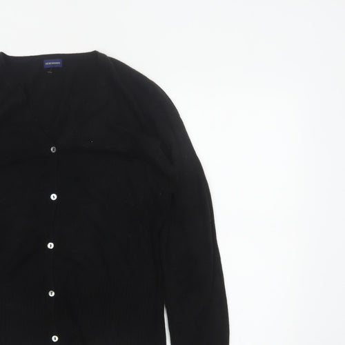 Debenhams Women Black Size 16 V-Neck Button Knit Cardigan