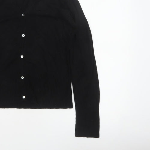 Debenhams Women Black Size 16 V-Neck Button Knit Cardigan