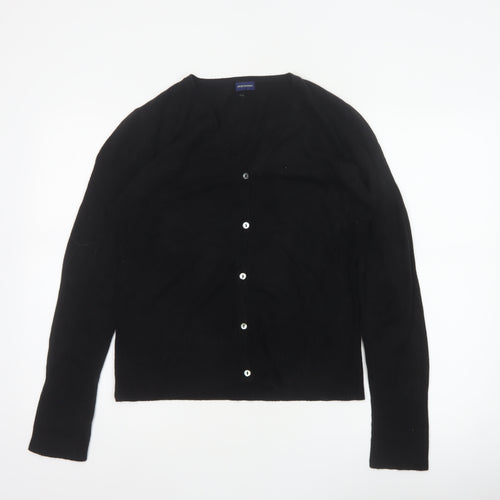 Debenhams Women Black Size 16 V-Neck Button Knit Cardigan