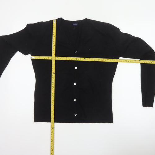 Debenhams Women Black Size 16 V-Neck Button Knit Cardigan