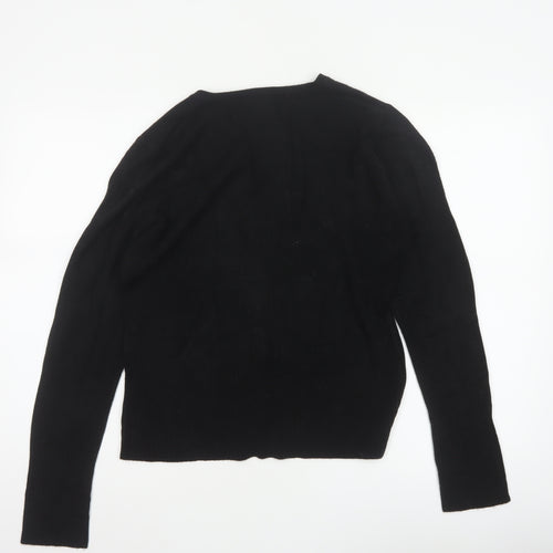 Debenhams Women Black Size 16 V-Neck Button Knit Cardigan