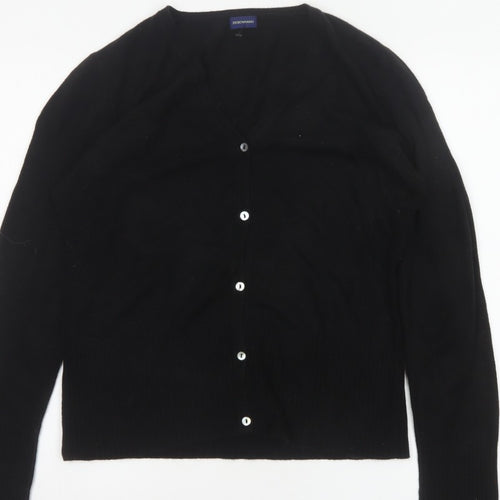 Debenhams Women Black Size 16 V-Neck Button Knit Cardigan