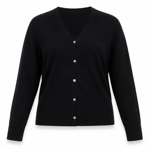 Debenhams Women Black Size 16 V-Neck Button Knit Cardigan