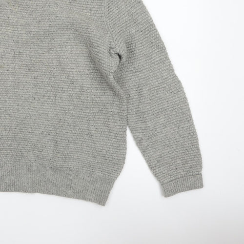 GAP Mens Grey Lambswool Blend Chunky Knit Crew Neck Pullover Jumper M