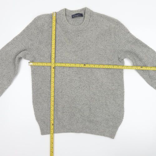 GAP Mens Grey Lambswool Blend Chunky Knit Crew Neck Pullover Jumper M