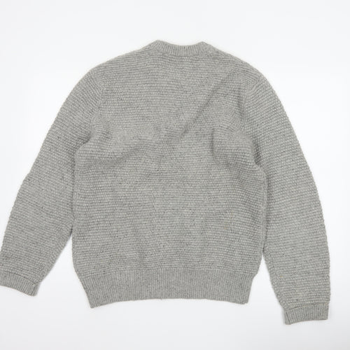 GAP Mens Grey Lambswool Blend Chunky Knit Crew Neck Pullover Jumper M