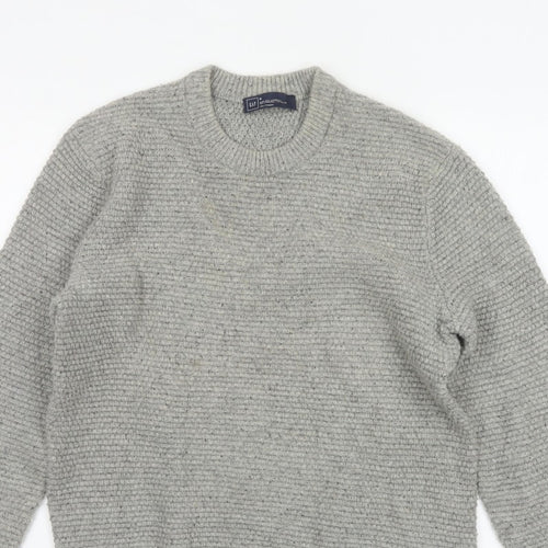 GAP Mens Grey Lambswool Blend Chunky Knit Crew Neck Pullover Jumper M