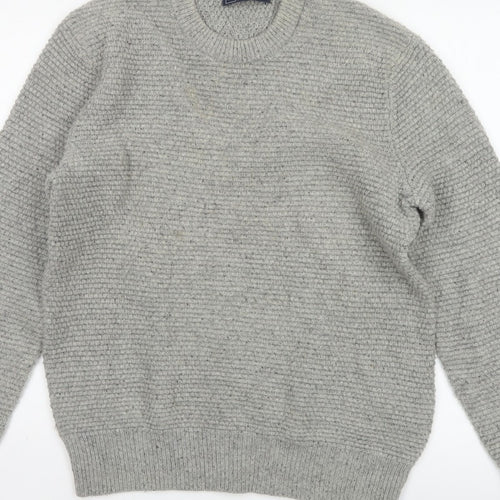 GAP Mens Grey Lambswool Blend Chunky Knit Crew Neck Pullover Jumper M
