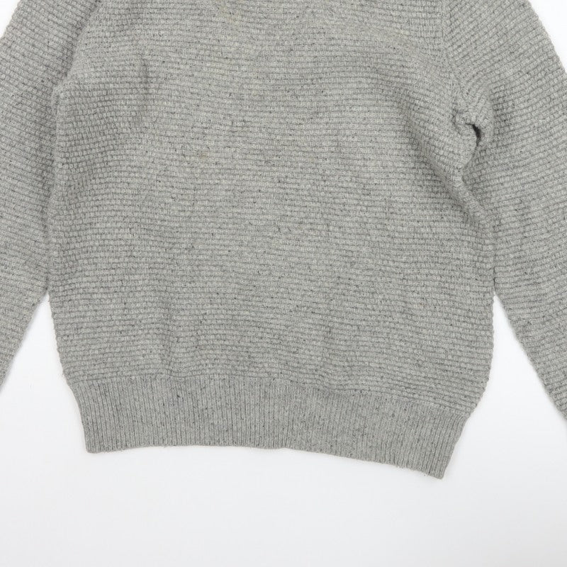GAP Mens Grey Lambswool Blend Chunky Knit Crew Neck Pullover Jumper M