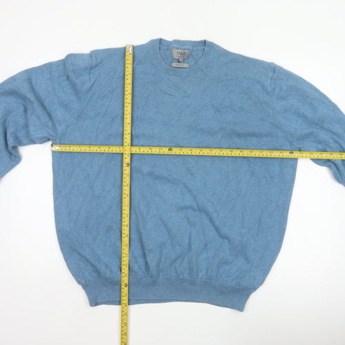 Marks and Spencer Men Blue 3XL Pure Cotton Crew Neck Jumper
