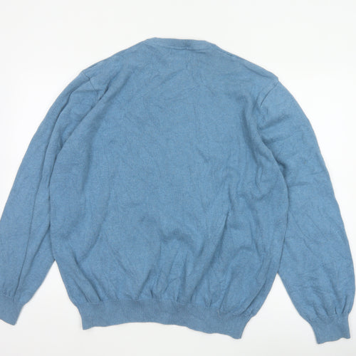 Marks and Spencer Men Blue 3XL Pure Cotton Crew Neck Jumper