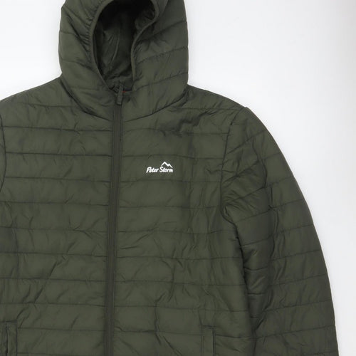 Peter Storm Men's Green M Hooded Quilted Puffer Jacket Full Zip