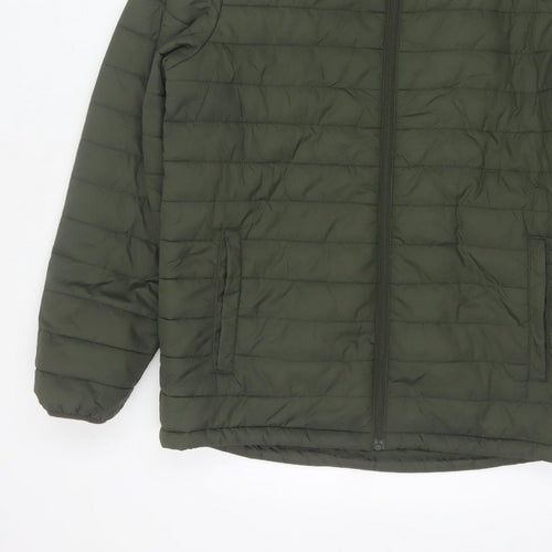 Peter Storm Men's Green M Hooded Quilted Puffer Jacket Full Zip