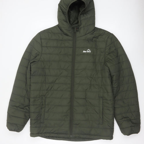 Peter Storm Men's Green M Hooded Quilted Puffer Jacket Full Zip