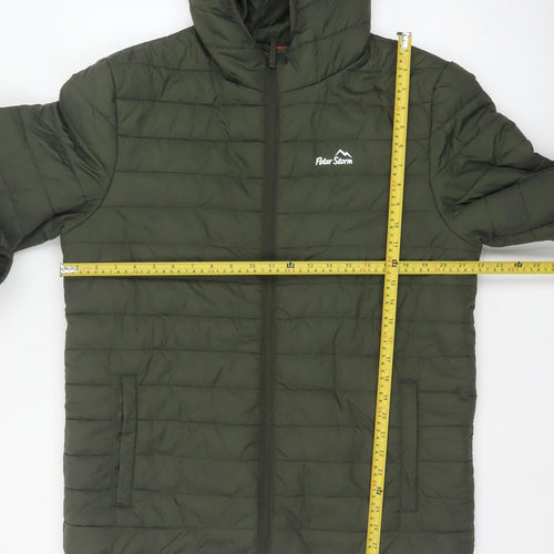 Peter Storm Men's Green M Hooded Quilted Puffer Jacket Full Zip