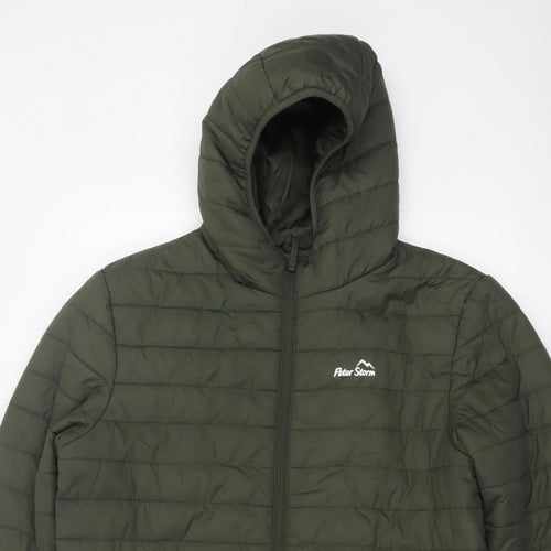 Peter Storm Men's Green M Hooded Quilted Puffer Jacket Full Zip