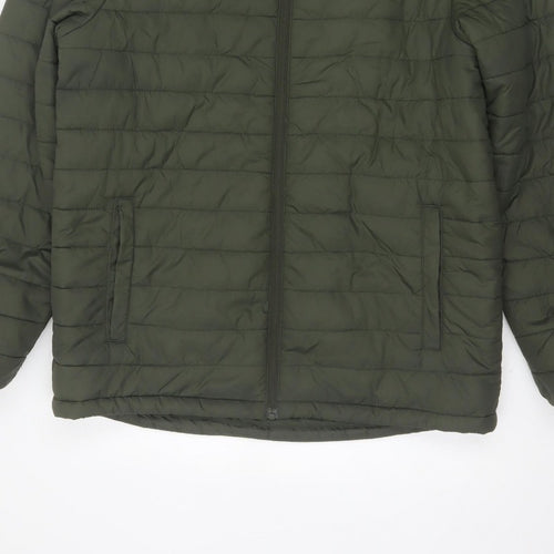 Peter Storm Men's Green M Hooded Quilted Puffer Jacket Full Zip