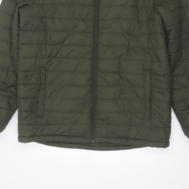 Peter Storm Men's Green M Hooded Quilted Puffer Jacket Full Zip
