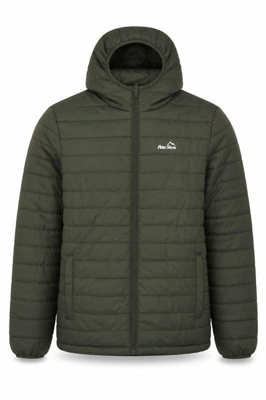 Peter Storm Men's Green M Hooded Quilted Puffer Jacket Full Zip