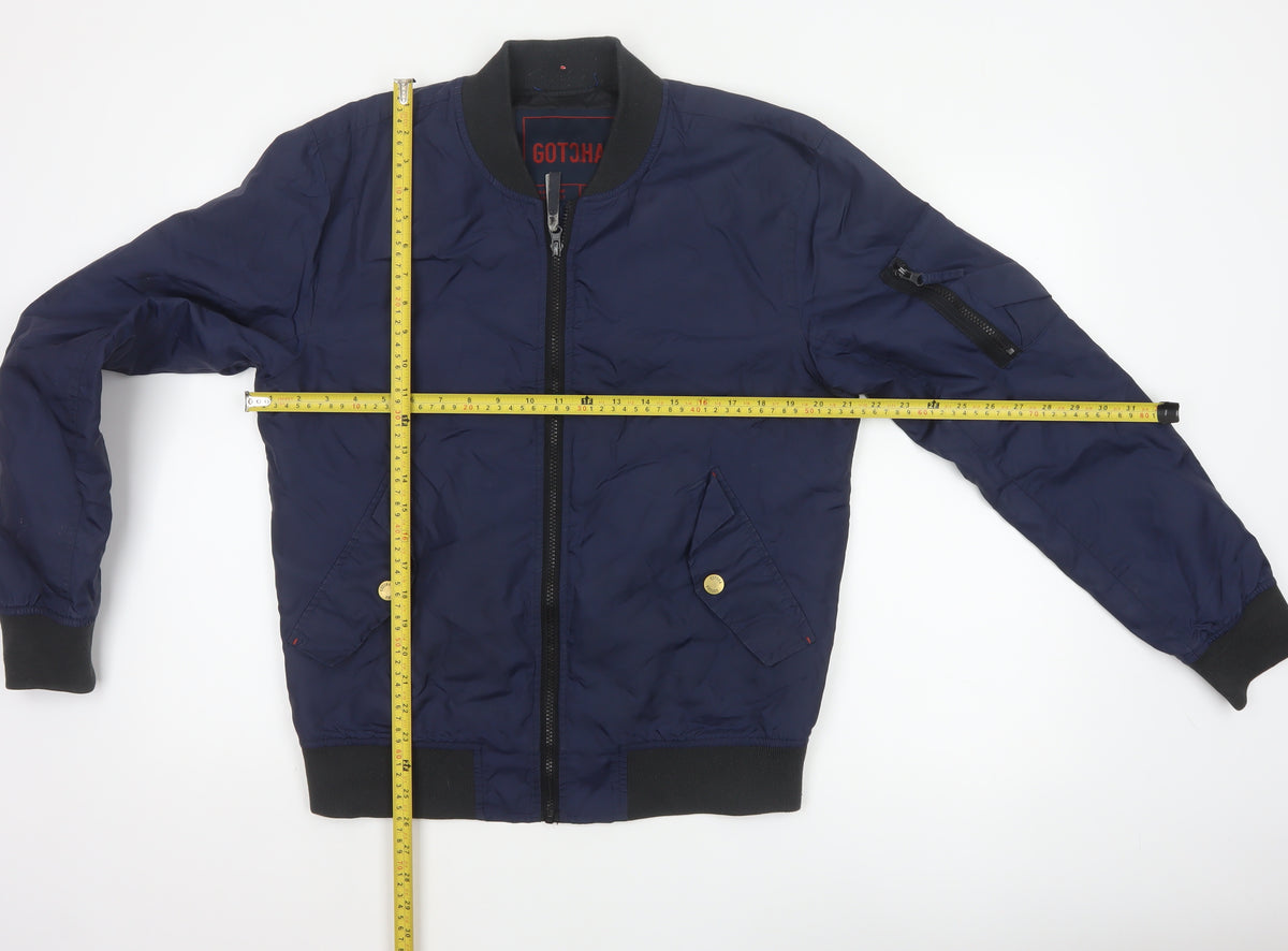Gotcha Men’s Blue Small Nylon Insulated Bomber Jacket Full Zip