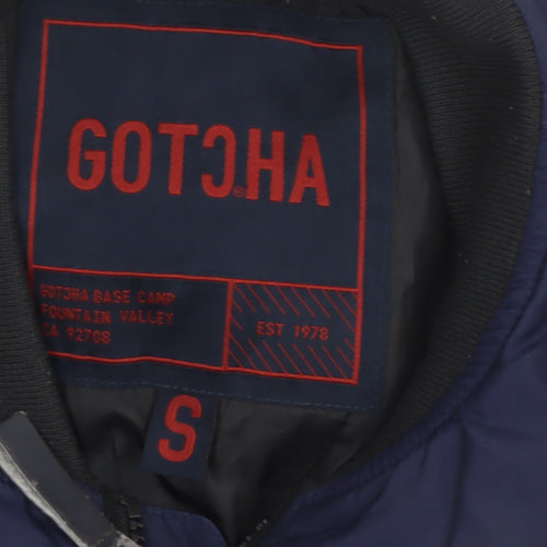 Gotcha Men’s Blue Small Nylon Insulated Bomber Jacket Full Zip
