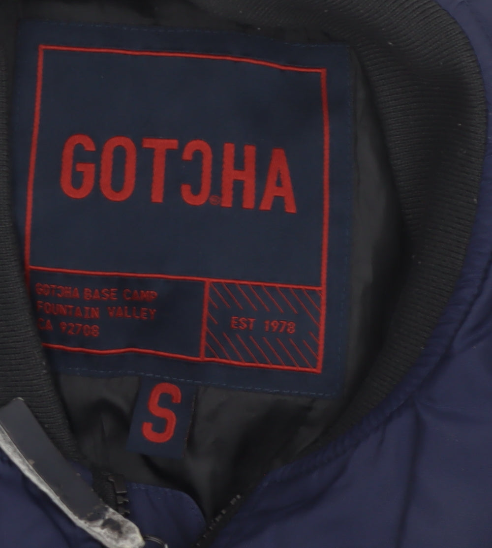 Gotcha Men’s Blue Small Nylon Insulated Bomber Jacket Full Zip
