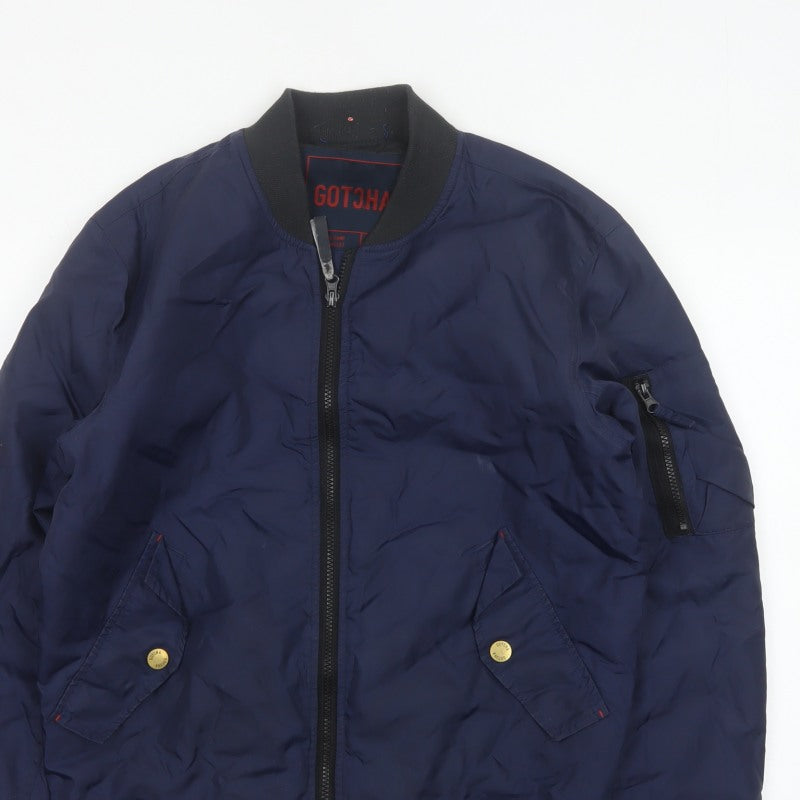 Gotcha Men’s Blue Small Nylon Insulated Bomber Jacket Full Zip