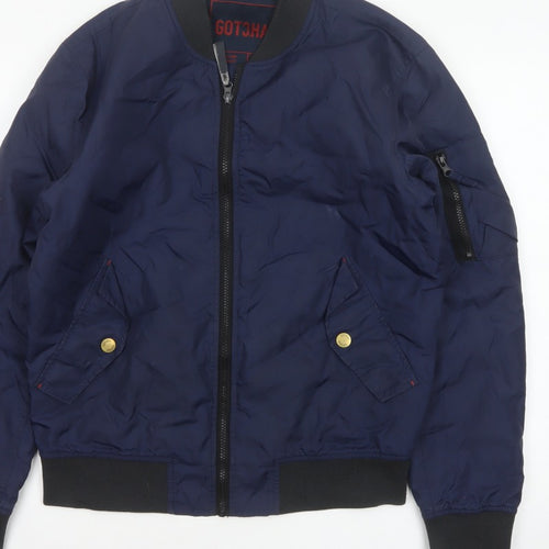 Gotcha Men’s Blue Small Nylon Insulated Bomber Jacket Full Zip