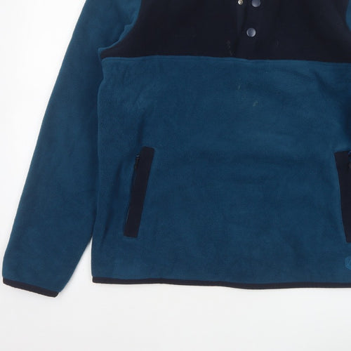 Marks and Spencer Men's Blue L Fleece Henley Pullover Snap Sweatshirt