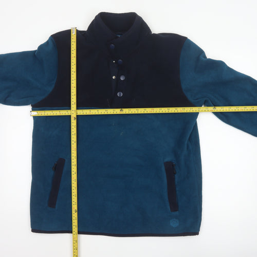 Marks and Spencer Men's Blue L Fleece Henley Pullover Snap Sweatshirt