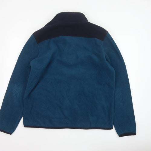 Marks and Spencer Men's Blue L Fleece Henley Pullover Snap Sweatshirt