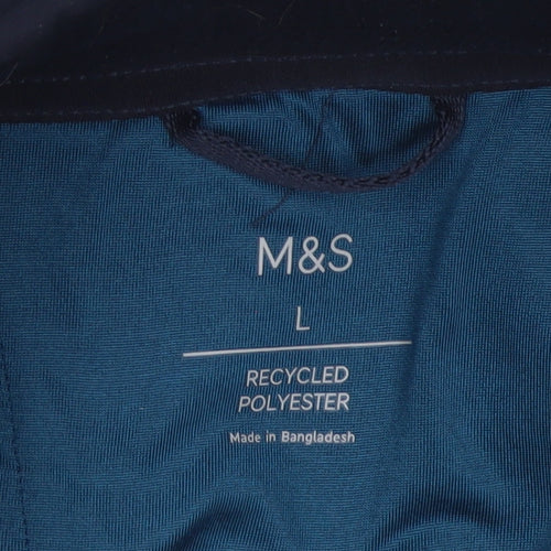 Marks and Spencer Men's Blue L Fleece Henley Pullover Snap Sweatshirt